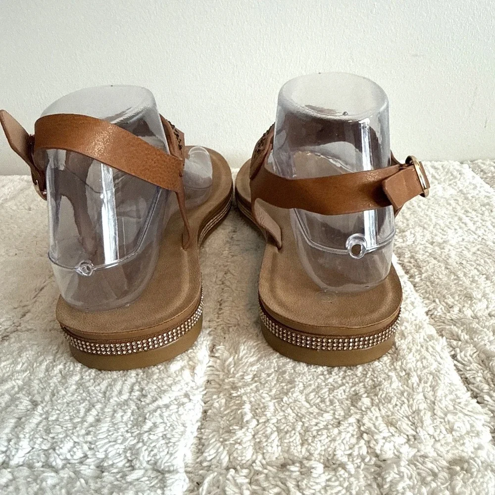 Forever Comfort Womens Bejeweled Sandals Size 9 Strappy Summer Vacation Casual